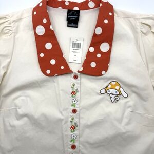 Sanrio Women's Cinnamoroll‎ Mushroom Woven Button-Up Shirt XL Hot Topic NWT